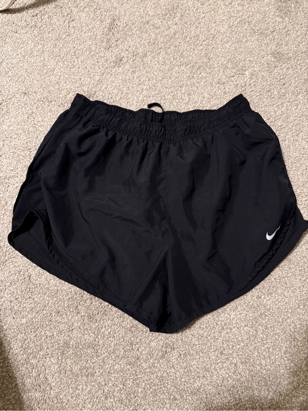 Nike Women's Black Athletic Running Shorts with White Swoosh